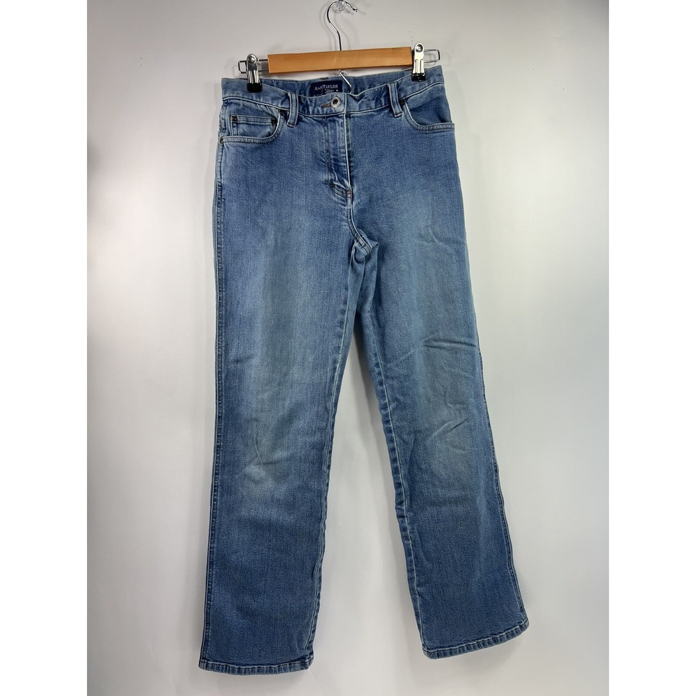 Ann Taylor Low Rise Jeans Women's Size 4R Blue Stretch Straight Medium Wash